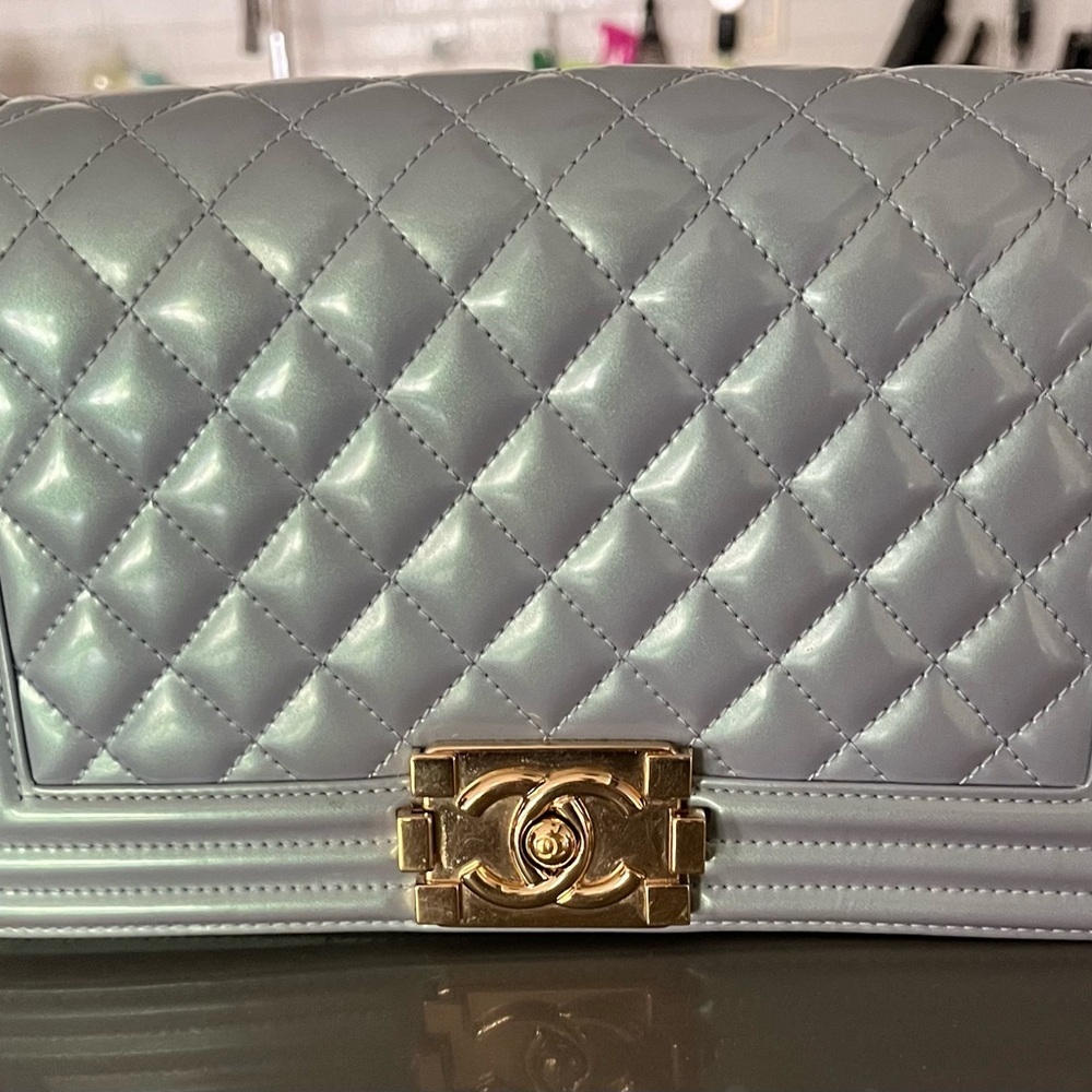 CHANEL Metallic Quilted Bag with Gold hardware
